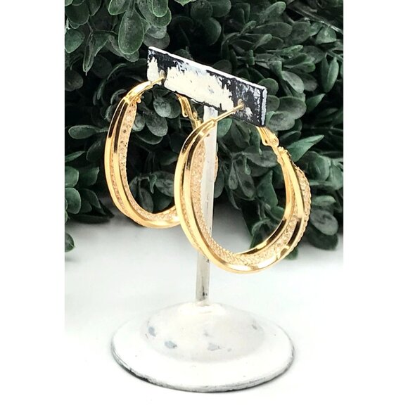 Gold-Tone Hoops mesh with clear rhinestones  .. See notes - Picture 7 of 8